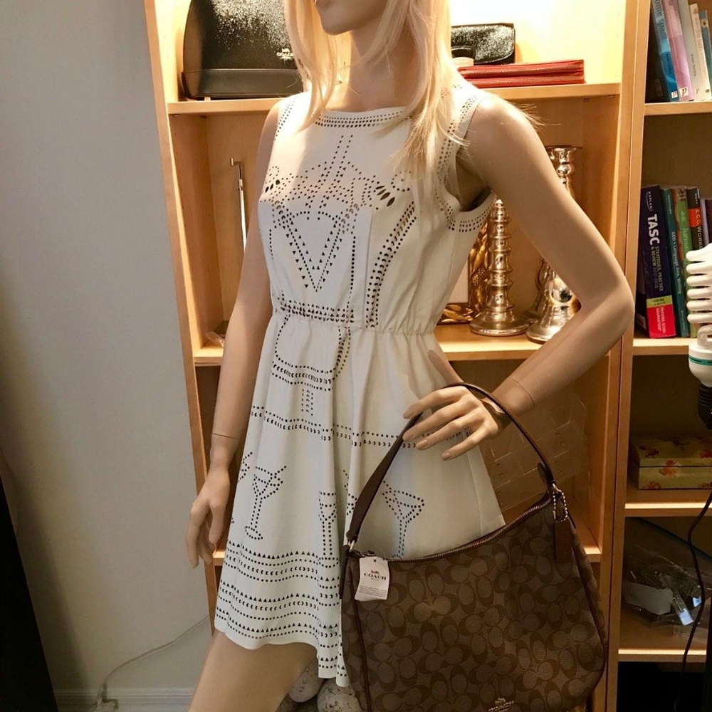 Perforated White Cocktail Mini Dress